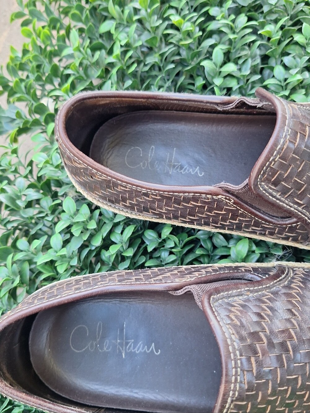 Cole Haan Nike Air Loafers Woven Leather Espadrille Slip-On Brown 11 - Picture 7 of 9
